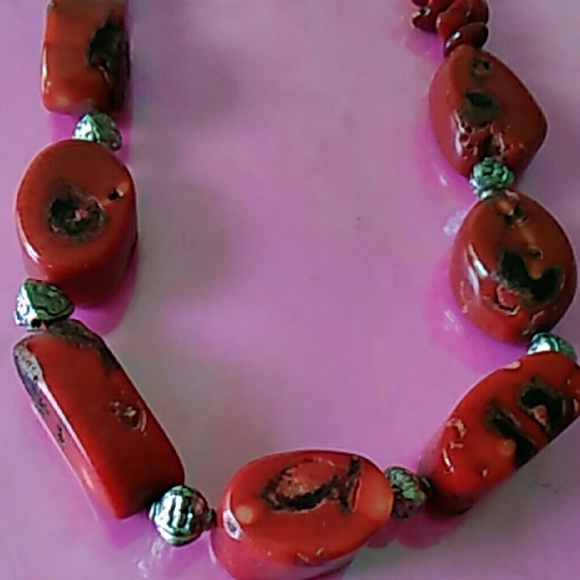 18inch coral beads necklace vintage jewelry